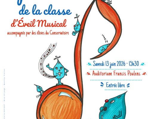 oignon en note de musique avec des personnages en forme de goutte d'eau