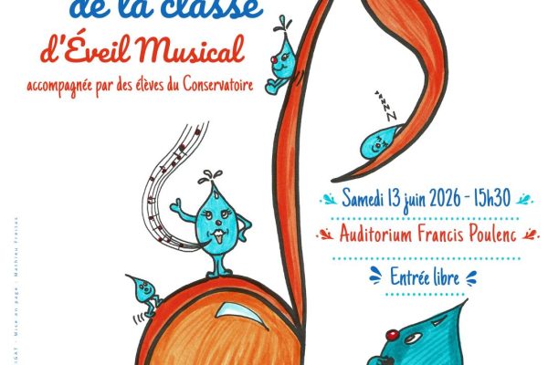 oignon en note de musique avec des personnages en forme de goutte d'eau